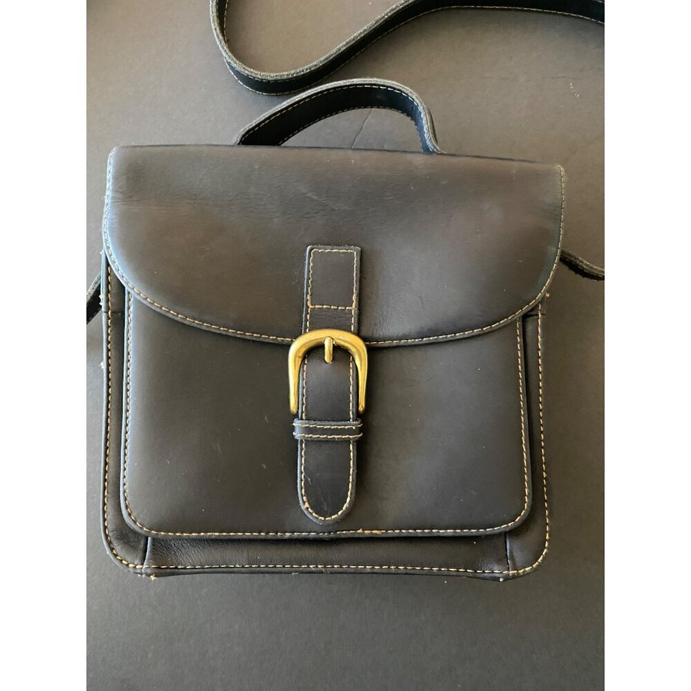 G.H. Bass Dark Brown "Willis" Style Oiled Leather Crossbody Bag - Picture 2 of 14